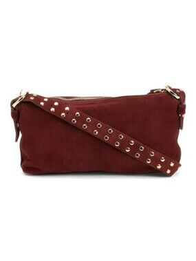MOST WANTED Suede Shoulder Bag With Studded Shoulder Strap